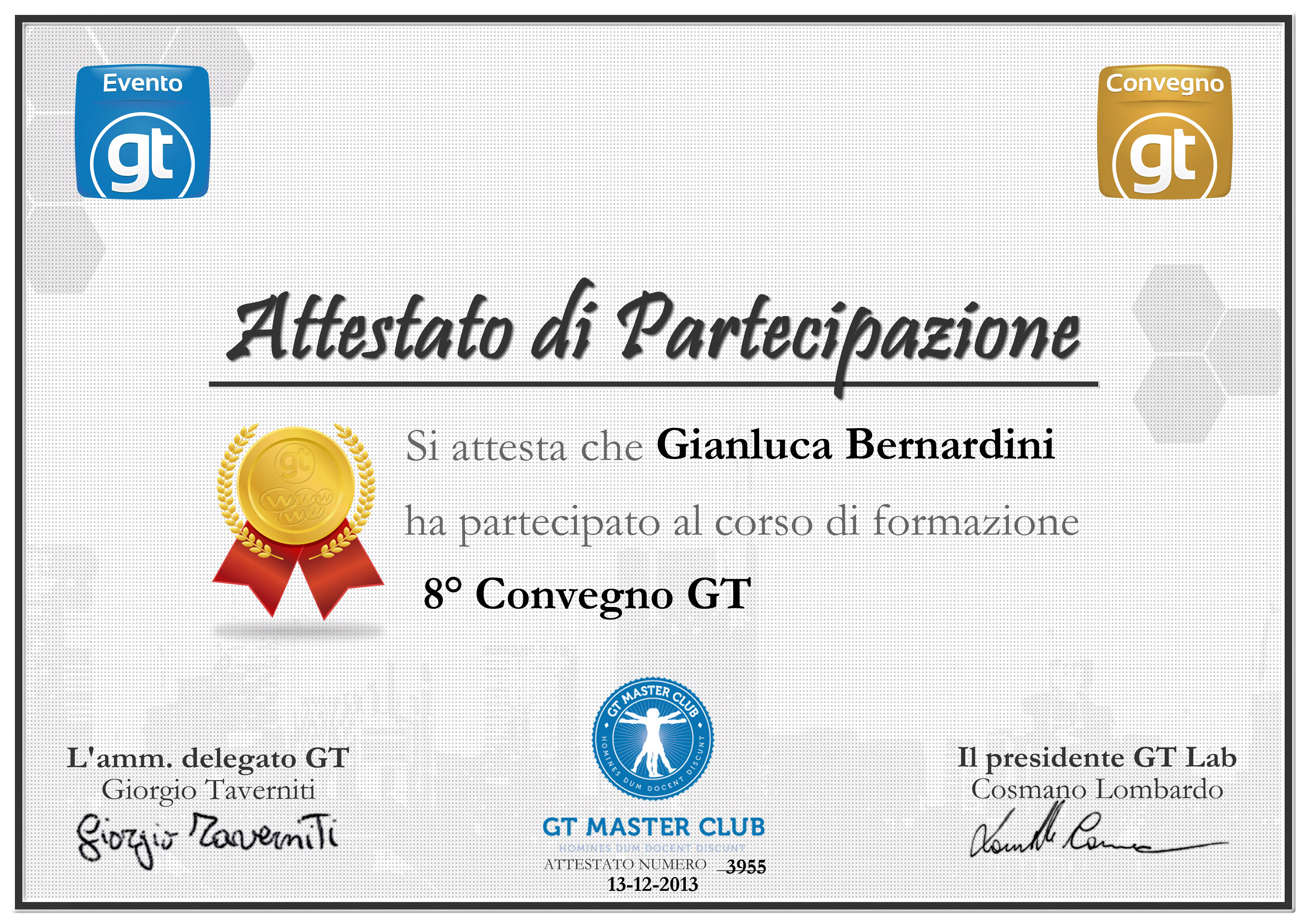 Attestato Convegno Gt 2013